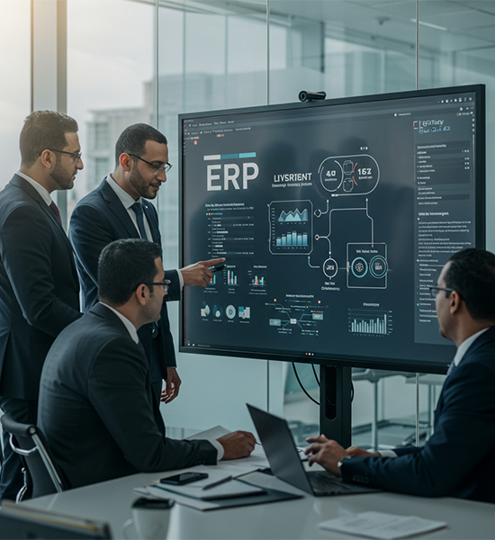 فريق اسناد للأعمال يناقش استراتيجيات تطوير أعمال للشركات باستخدام الحلول التقنية