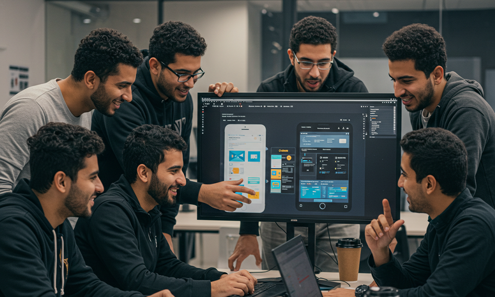 فريق التطوير في اسناد كونسلت يصمم حلول أعمال تقنية مبتكرة.