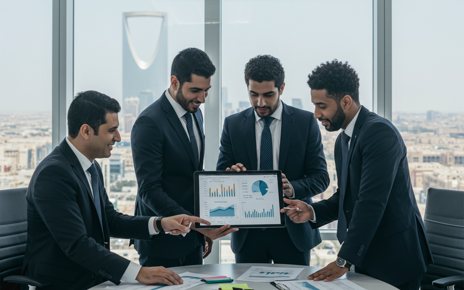 فريق عمل اسناد كونسلت يحلل بيانات النمو لتطوير الشركات